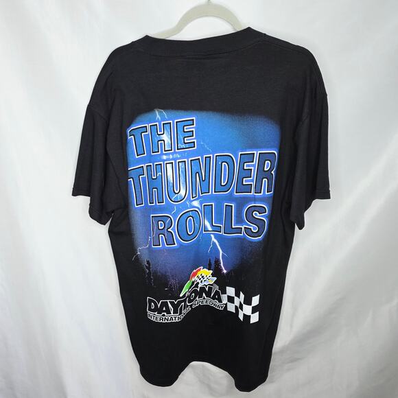 Vintage Nascar The Thunder Rolls Daytona Speedway Black Short Sleeve T-Shirt L - Picture 2 of 8